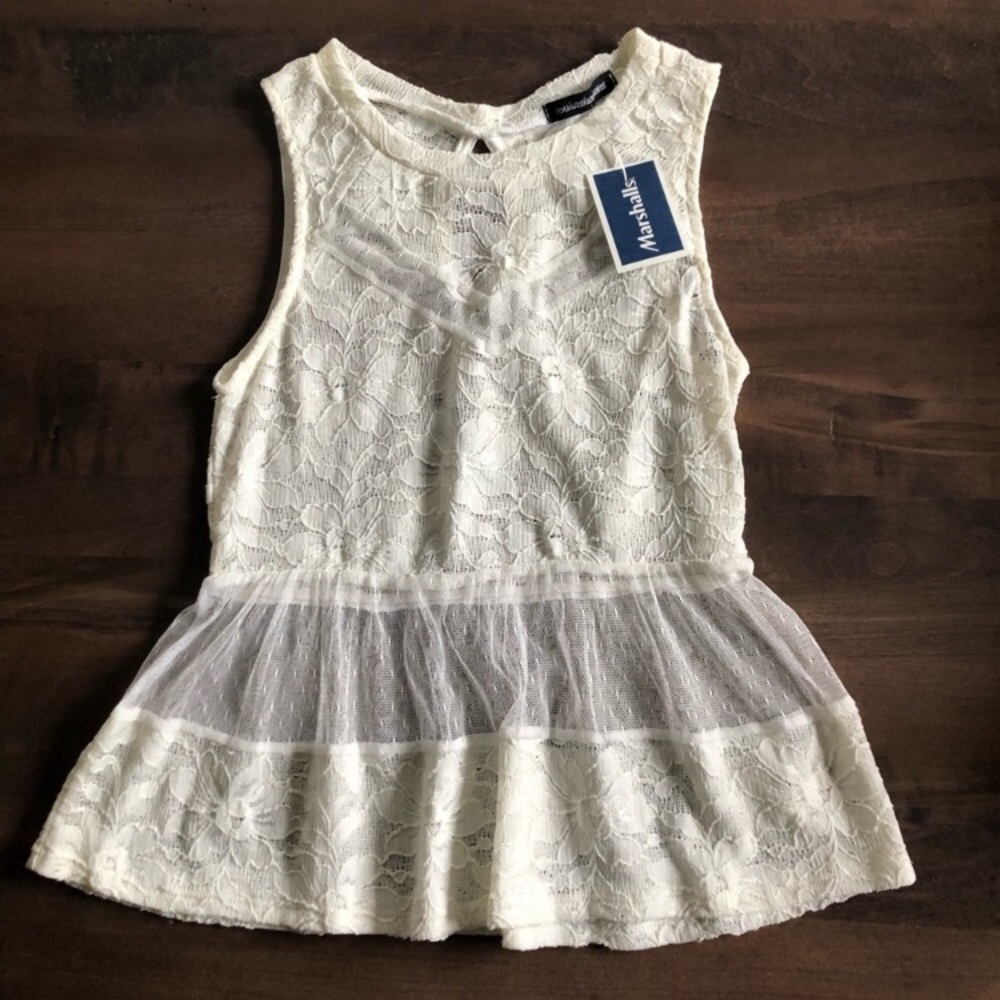 White Lace Peplum Top